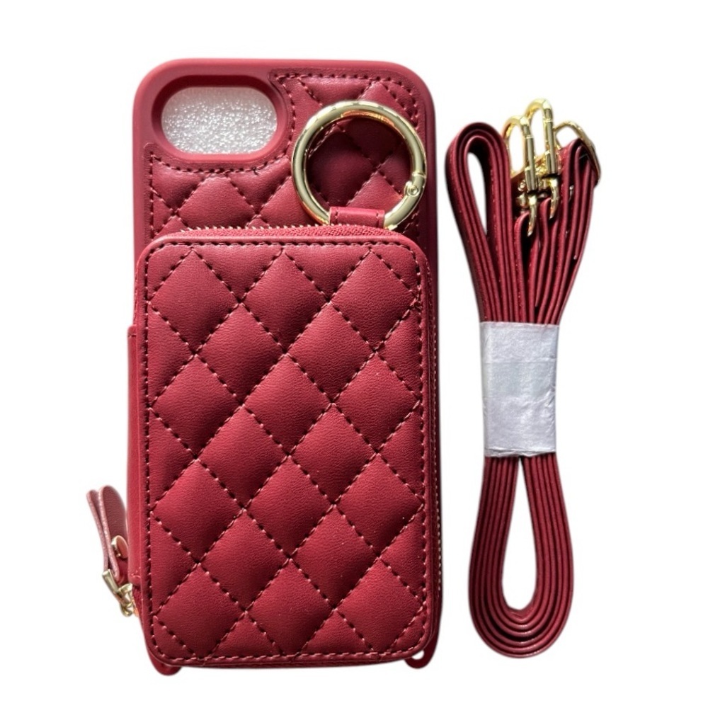 NIP Hamany iPhone 16e Wallet Card Case Crossbody With Strap Dark Red - Picture 9 of 11